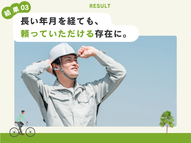 結果03 長い年月を経ても頼っていただける存在に